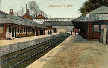 Station circa 1900 - Card dated 1907 - Printed for F. Lithgow, Stationer, Cambuslang